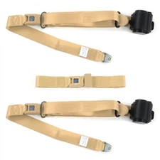Ford Fairlane 1970 Standard 3pt Tan Retractable Bench Seat Belt Kit - 3 Belts 