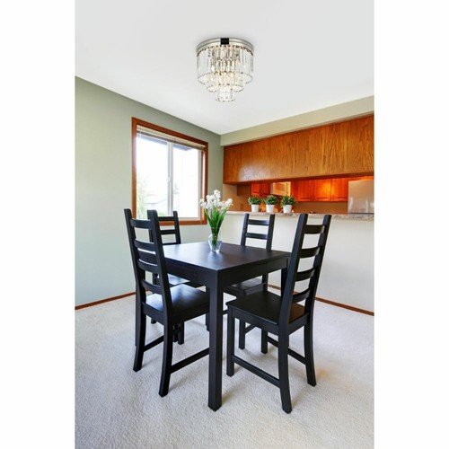 Flush Mount 9 Light Fixture Crystal and Polished Nickel Dining Room Kitchen 20" - Bild 3 von 9