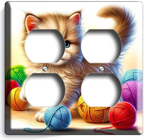 SÜSSE BLAUE AUGEN KATZE KÄTZCHEN BUNTE GARNKNÄUEL LICHTSCHALTER STECKDOSE PLATTE HD DEKOR - Bild 9 von 35