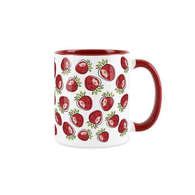 Erdbeertasse - Neuheit Obstdruck Sommergeschenk - Tee/Kaffee Keramik rot Tasse