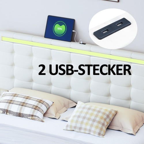 Gotagee Ausgesetzt Polsterbett mit LED Doppelbett Gästebett modern Jugendbet - Bild 7 von 24
