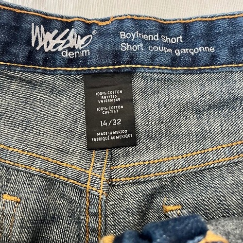 Womens Mossimo Size 14 Boyfriend Short Denim High Rise Dark Wash Cut off - Picture 2 of 3