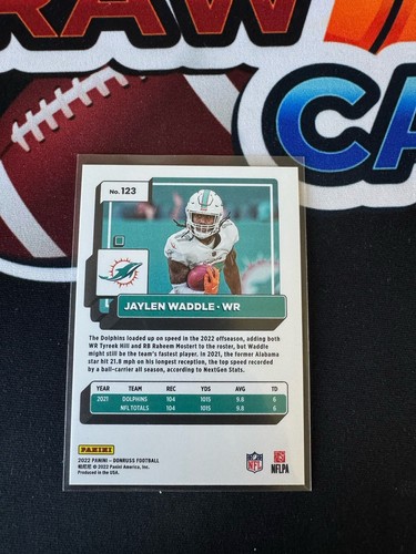 2022 Panini Donruss Premium Jaylen Waddle Gold Holo Press Proof Dolphins #123 - Picture 2 of 2