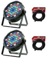  2 American DJ Eliminator LP 42 RGBW 42 x 1 Watt LED DMX Par Wash Lights Cables