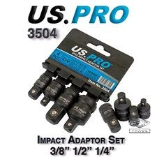 US PRO Tools 4 Piece Impact Adaptor Set 1/4" 3/8" 1/2" step up/down reducer 3504