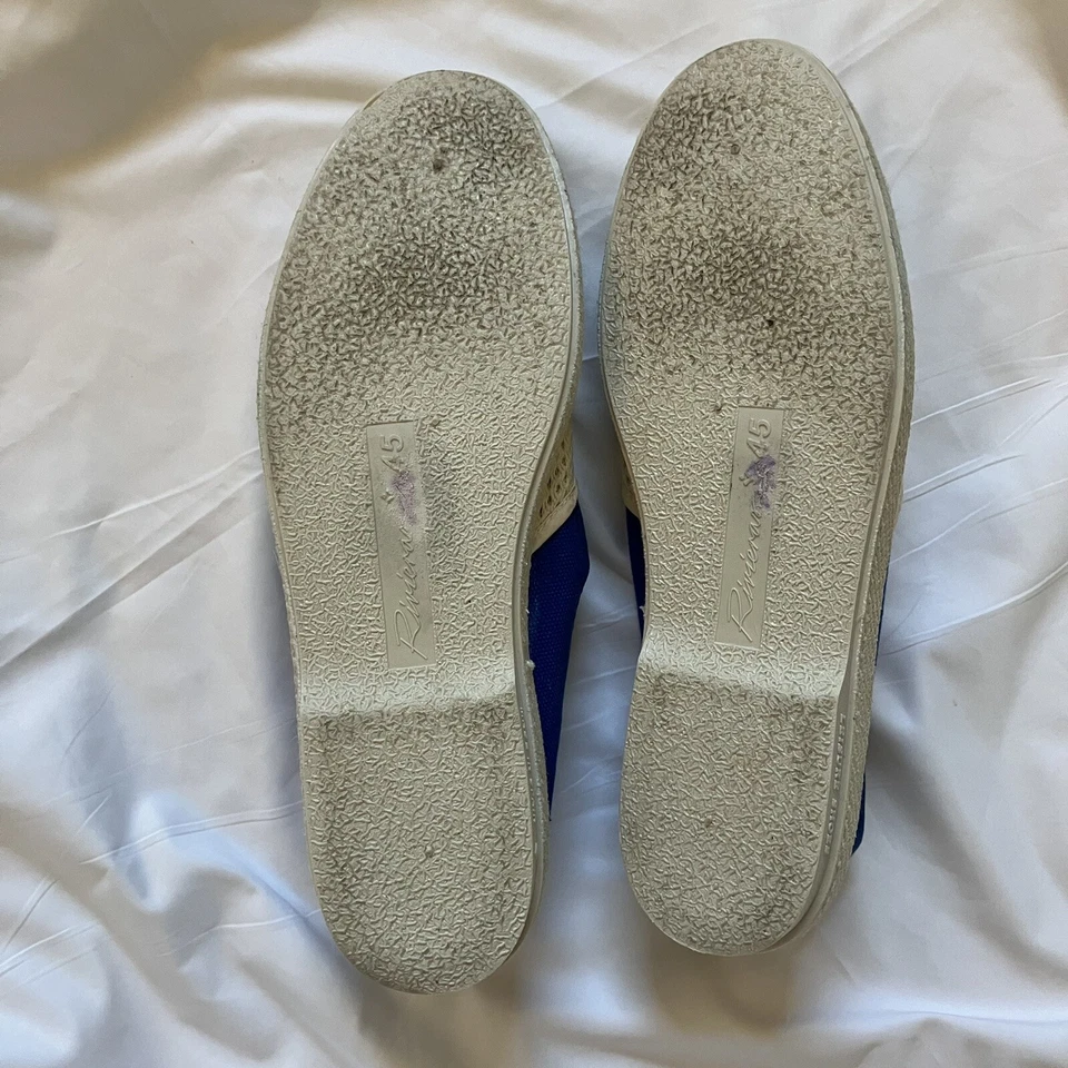 RIVIERAS Hombres Talla 45/US 11 Sin Cordones Azul Marfil Lona Red Zapatos de Ocio-España Foto 3 de 4