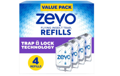Zevo Flying Insect Trap Refills   4 Cartridges for Fruit Flies, Gnats & Housefli