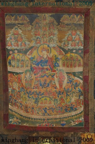 Temple du Tibet tissu de soie Padmasambhava Guru Rinpoché mur suspendu Thangka Tangka - Photo 5 sur 8