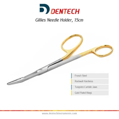 DENTECHUK GILLIES NEEDLE HOLDER FORCEPS SCISSORS 15 cm 6inch DENTAL SURGICAL INSTRUMENT TC