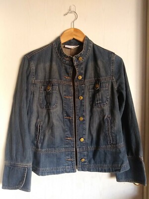 First Issue A Liz Claiborne Company Military Style Denim Jacket Sz S  Stretch