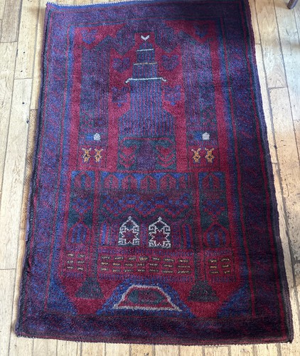 100% Wool Authentic Rug Khorasan Balouch Red Blue 3’ x 5’ New & Gorgeous - Picture 10 of 23