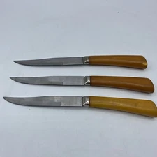 Vintage W Richardson Sheffield England Forever Sharp Bakelite Steak Knife Lot/3