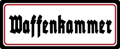 Blechschild 27x10cm gewölbt Waffenkammer Deko Geschenk Schild