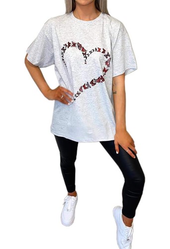 Women's T-shirt Tee Baggy Fit Short Sleeve Ladies Slogan T Shirt Oversized Tops - Picture 5 of 37