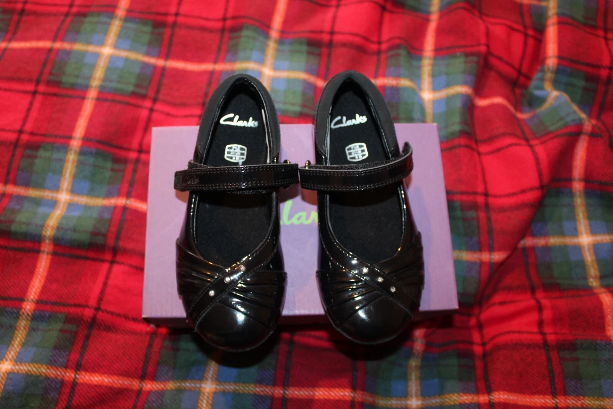 CLARKS DOLLY SHY INFANT SHOES GIRLS SIZE 7.5 UK 25 EUR BLACK NEW