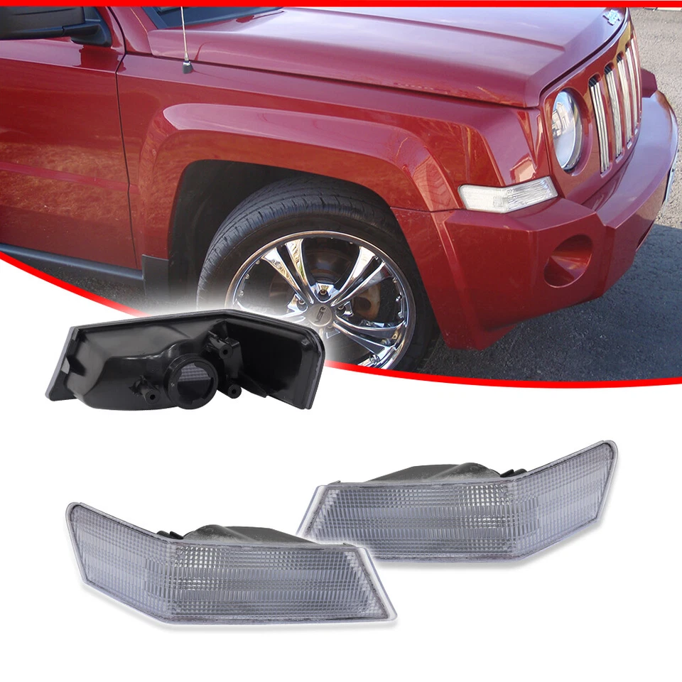 Clear Front Parking Light Turn Signal Directional Lamps For 07-17 Jeep Patriot - Image 2 of 4