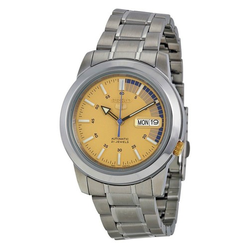 Buy Seiko 5 SNKK29 Automatic Day-Date Yellow Dial Stainless Steel Men Watch SNKK29K1 Online at