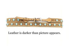 TURQUOISE Studs  Leather HATBAND  Western-Cowboy Hat  Silver Buckle 0273044