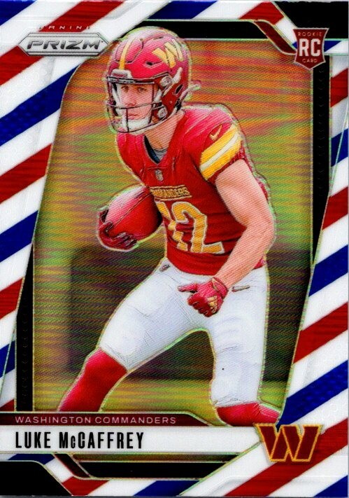 Luke McCaffrey 2024 Prizm Red White Blue Rookie Card #367 - Commanders