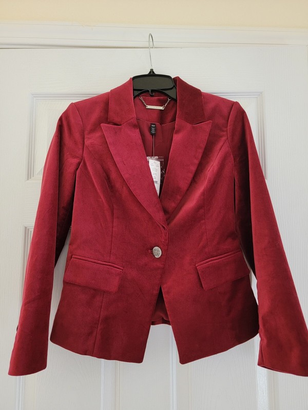 $160 WHBM White House Black Market Red Velvet Blazer 00P  NWT ❤️