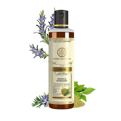 Khadi Natural Rosemary & Henna Hair Oil, Natural Oil  Suitable For All 210 ML