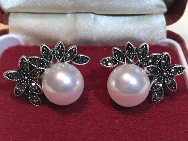 Marcasite pearl hotsell earrings