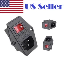 10A 120V IEC320 Inlet Module Plug Fuse Switch Male Power Socket 