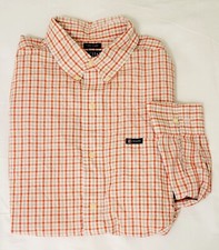 Chaps 100% Cotton Dress Casual Shirt Men's Large Formal Button Up Red Plaid