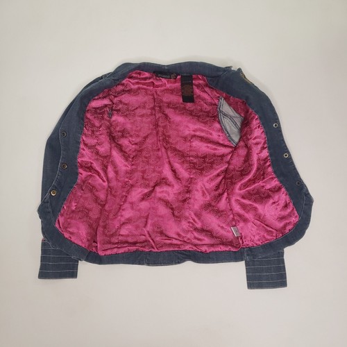 Rocawear Denim Jacket Girl Large 10/12 Medium Wash Magenta Satin Lined Y2K Retro - Picture 21 of 24