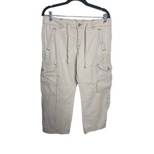 Vintage Y2K Polo Jeans Co Ralph Lauren Cargo Pants Women's 8 Crop Ripstop Cream
