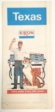 Vintage 1979 Map - State of Texas - Exxon Corporation - Gas Station - Travel - A