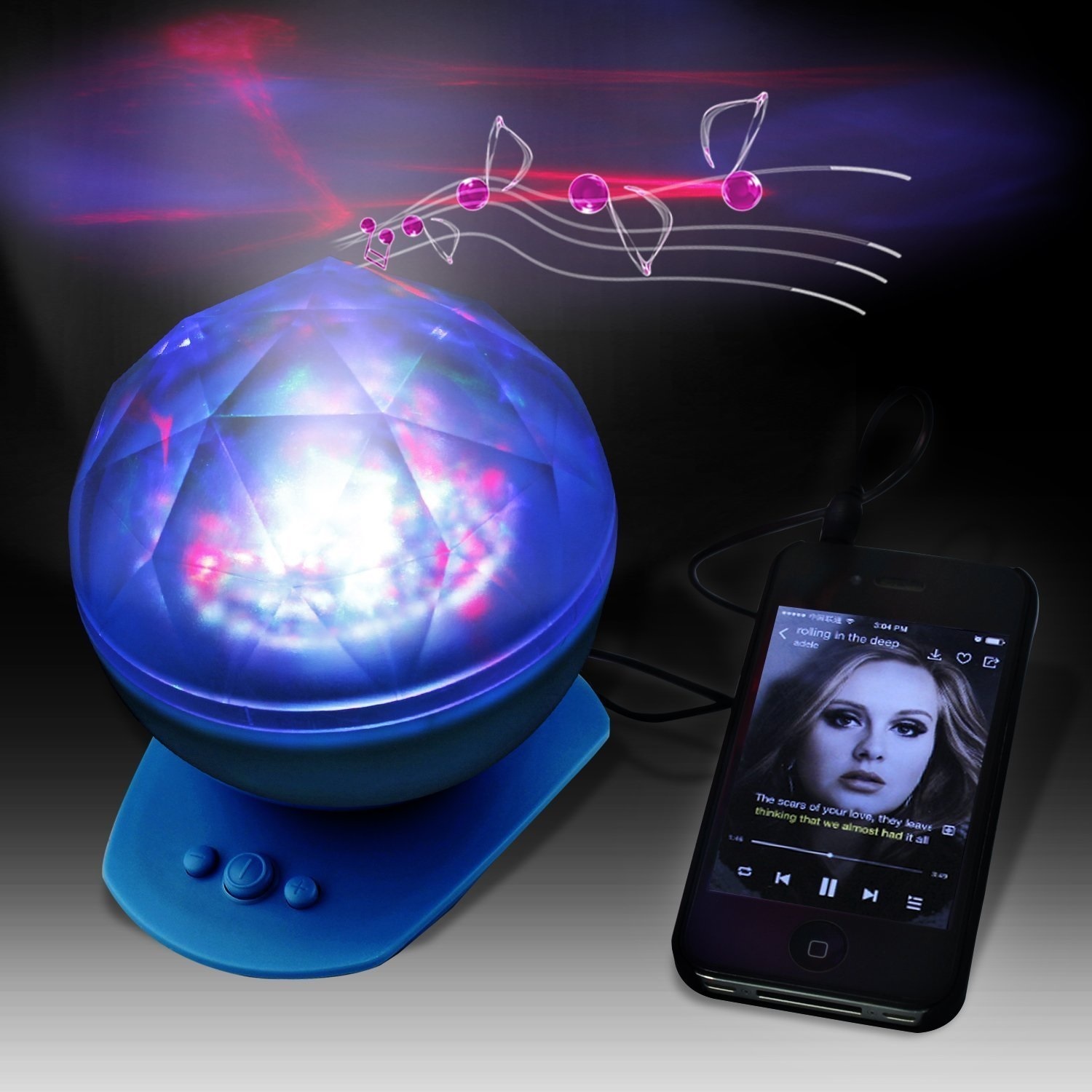 Color Changing Diamond Aurora Borealis Projector Night Lamp MP3 Speaker ...