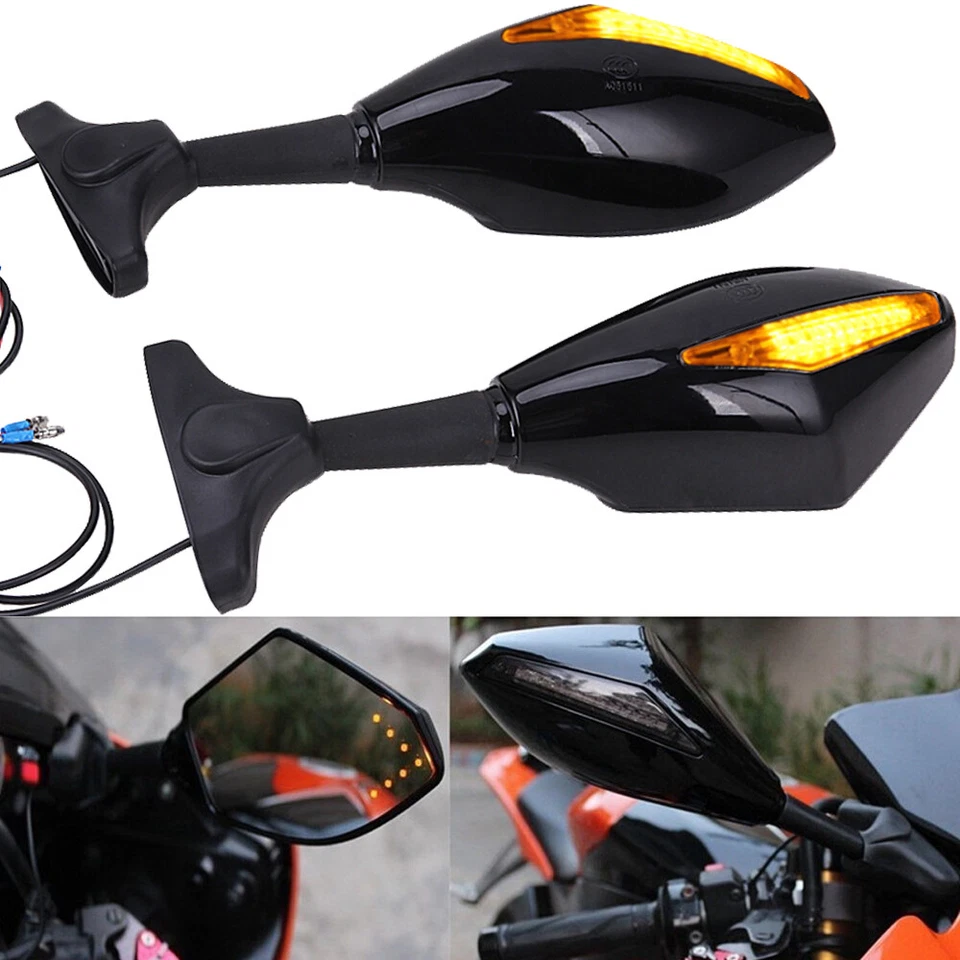 Rearview Side LED Turn Signal Mirrors For Kawasaki ZX750 ZX7 ZX7R 1993-2002 Foto 3 de 4