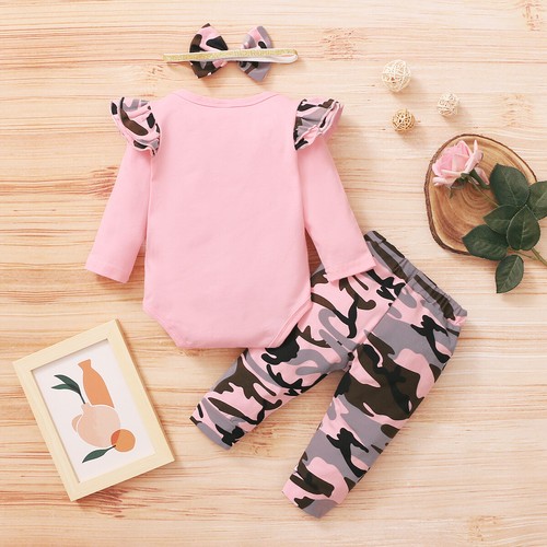 Newborn Baby Girl Clothes Ruffle Sleeve Romper Bodysuit Floral Pants Outfits - Picture 3 of 14