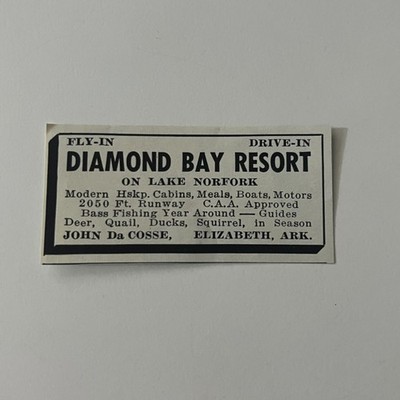 Diamond Bay Resort John Da Cosse Elizabeth AR 1955 Ad TAJ5-S24