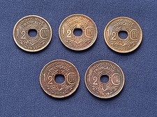 5 FRENCH INDO CHINA COINS ½ CENTS 1935 1936 1937 1938 1939