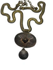 Marjorie Baer SF artisan modernist gold bronze and silver tne statement necklace