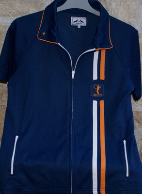 Alprausch CH Golf Poloweste m. Reißverschluss blau orange Gr. S/46 NEU NP 79  