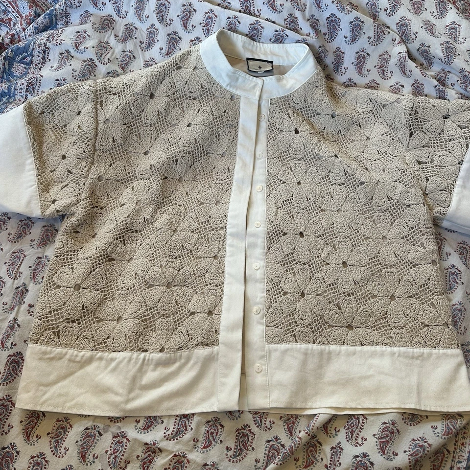 Camisa 'Sofía' Tuckernuck Tostada Crochet Talla XL Minorista 148 $ Foto 2 de 4