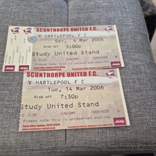 Ticket -  4 Scunthorpe United  Home Tickets 05/06