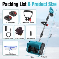 Foldable Cordless Electric Snow Blower Snow Shovel 2 Battery 3cm Throwing 2000W