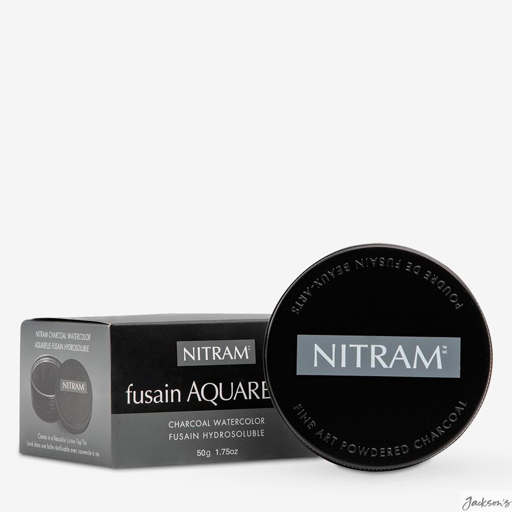 Nitram Fusain Aquarelle Watercolour Charcoal Block 50g Tin For Drawing And Wa...