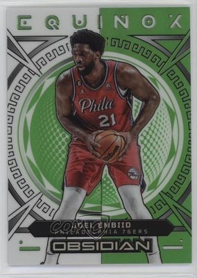 2022-23 Panini Obsidian Equinox Electric Etch Green Flood 10/25 Joel Embiid 13dw