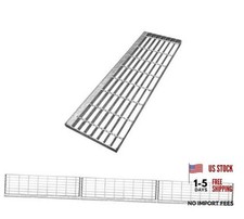 3 Pack. Galvanized Steel Stair Tread | Metal 31.5x9.4in Galvanized Steel-3 Pack