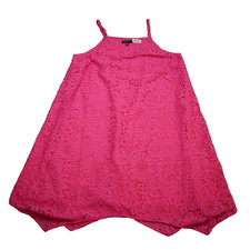 Kaari Blue Dress Women Medium Pink Lightweight Casual Spaghetti Strap Flowy Lace