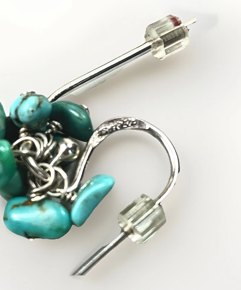 Vintage Barse Sterling Silver Turquoise Cluster Drop Dangle Dangle Earrings 925 - Image 3 of 4