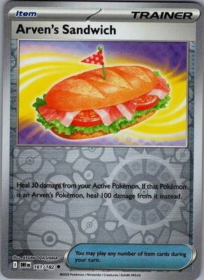 Arven's Sandwich 161/182 Uncommon Destined Rivals Pokemon Reverse Holo Near Mint