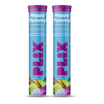 PLIX - THE PLANT FIX Happy Tummy Pre+Probiotic 15 Effervescent Tablets Pack Of 2
