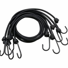 10 Pcs 6 inch Mini Bungee Cords with Hooks, Short Black, 4mm Thickness Weathe...