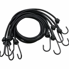 10 Pcs 6 inch Mini Bungee Cords with Hooks, Short Black, 4mm Thickness Weathe...